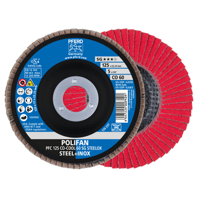 Pferd 67760625 | 62659 5" Diameter x 60 Grit Ceramic Oxide Flap Disc