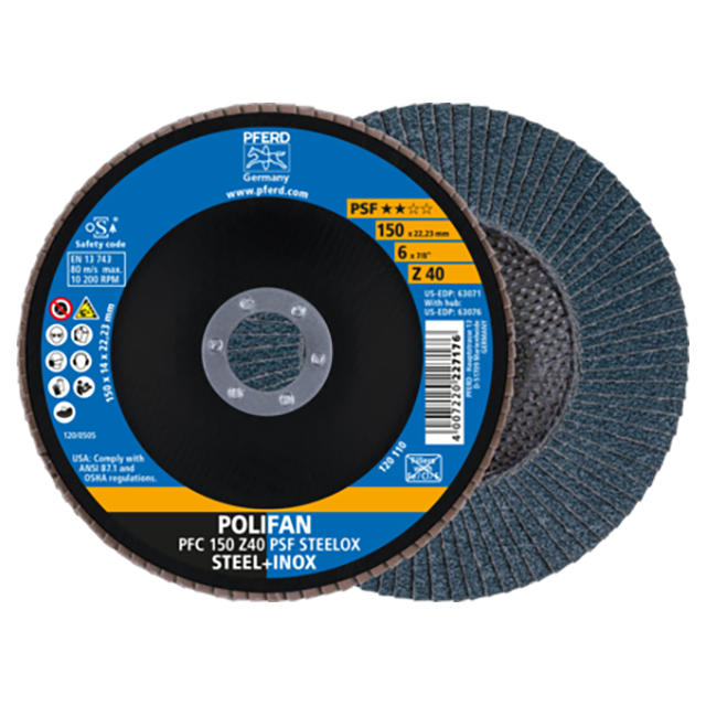 Pferd 67764150 | 63071 6" Diameter x 40 Grit Zirconia Flap Disc