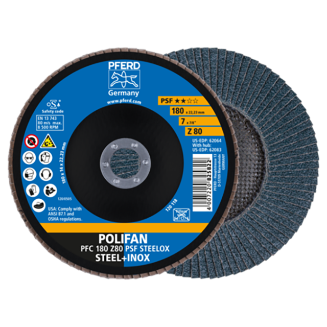 Pferd 67768185 | 62064 7" Diameter x 80 Grit Zirconia Flap Disc