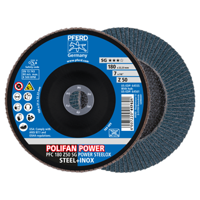 Pferd 67785186 | 64555 7" Diameter x 50 Grit Zirconia Flap Disc