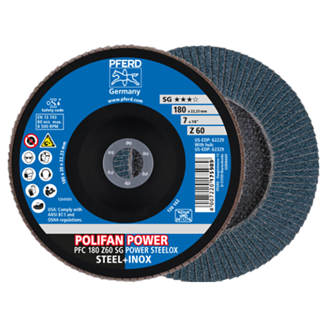 Pferd 67786185 | 62229 7" Diameter x 60 Grit Zirconia Flap Disc