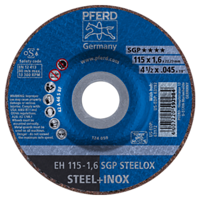 Pferd 69120773 | 63172 4-1/2" Diameter x 0.045" Width Aluminum Oxide Cutoff Wheel