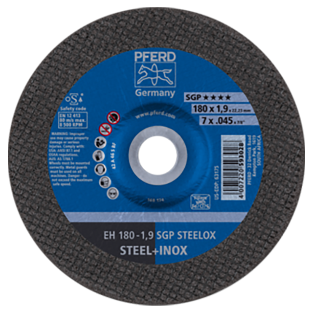 Pferd 69120776 | 63175 7" Diameter x 0.045" Width Aluminum Oxide Cutoff Wheel
