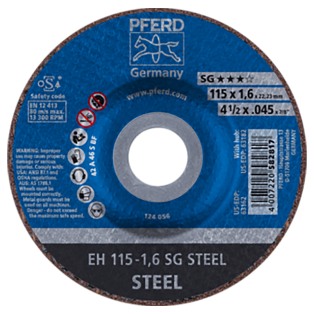 Pferd 69120777 | 63162 4-1/2" Diameter x 0.045" Width Aluminum Oxide Cutoff Wheel