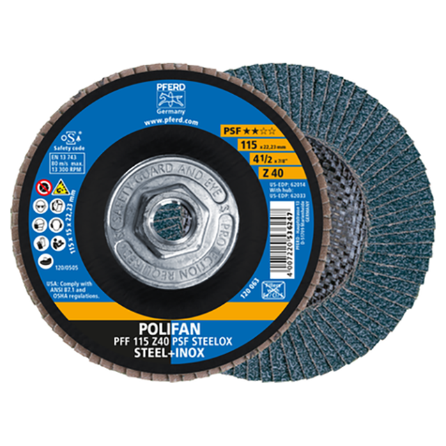 Pferd 69300435 | 62033 4-1/2" Diameter x 40 Grit Zirconia Flap Disc