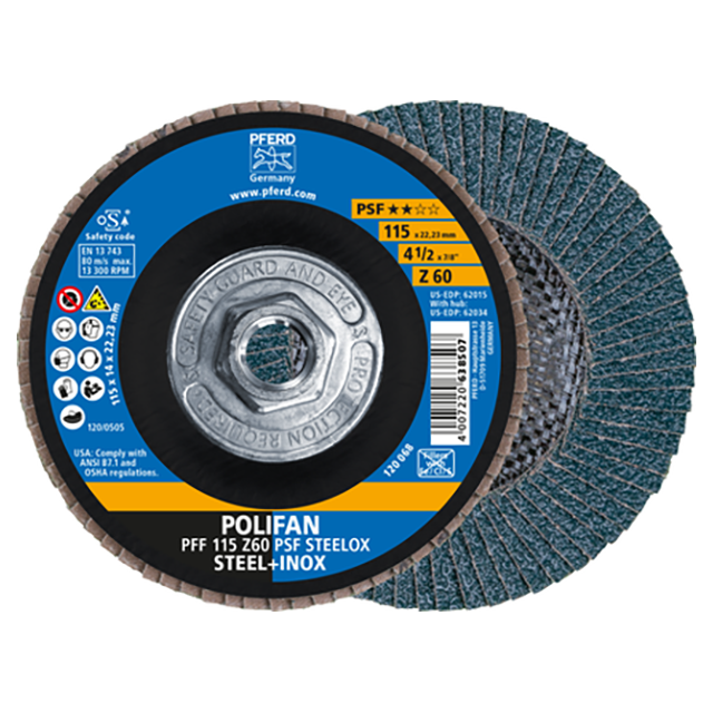 Pferd 69300436 | 62034 4-1/2" Diameter x 60 Grit Zirconia Flap Disc