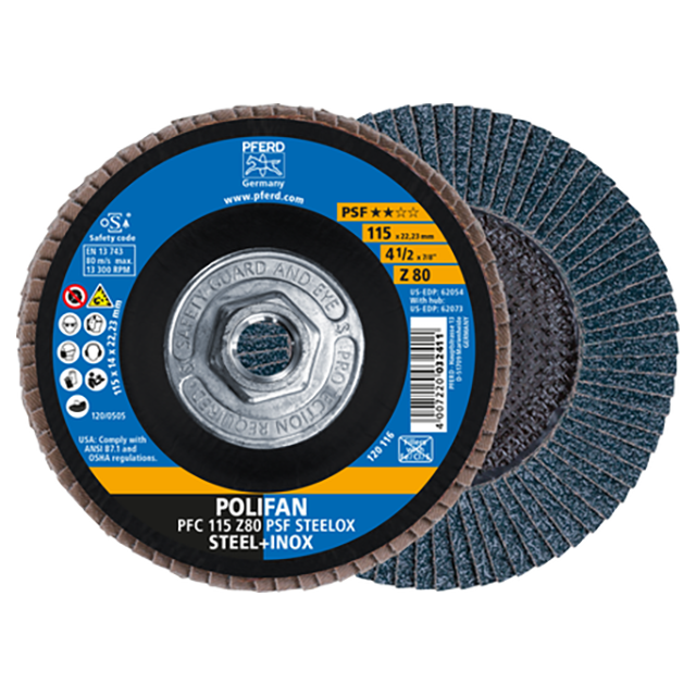 Pferd 69300453 | 62073 4-1/2" Diameter x 80 Grit Zirconia Flap Disc