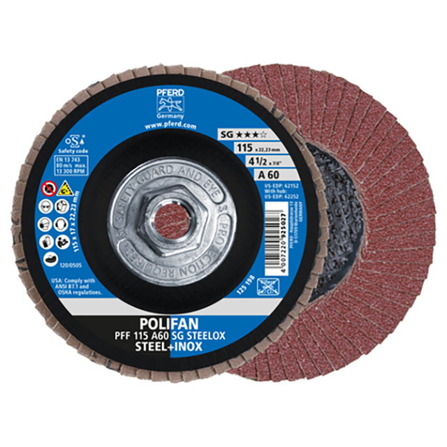 Pferd 69300491 | 62252 4-1/2" Diameter x 60 Grit Aluminum Oxide Flap Disc