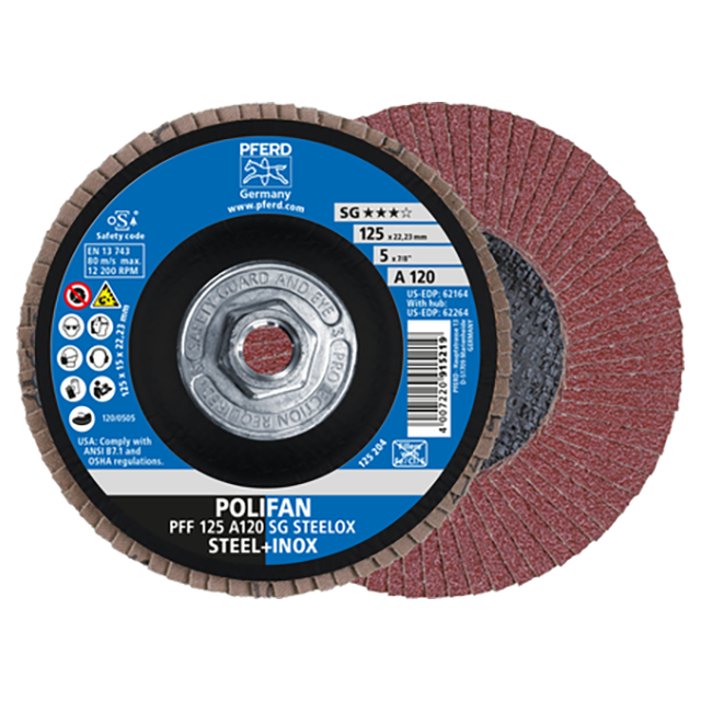 Pferd 69300498 | 62264 5" Diameter x 120 Grit Aluminum Oxide Flap Disc