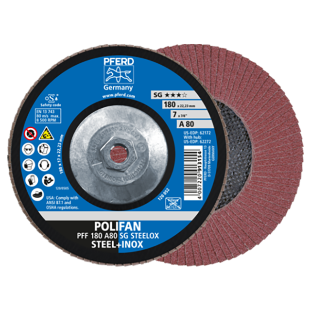 Pferd 69300502 | 62272 7" Diameter x 80 Grit Aluminum Oxide Flap Disc