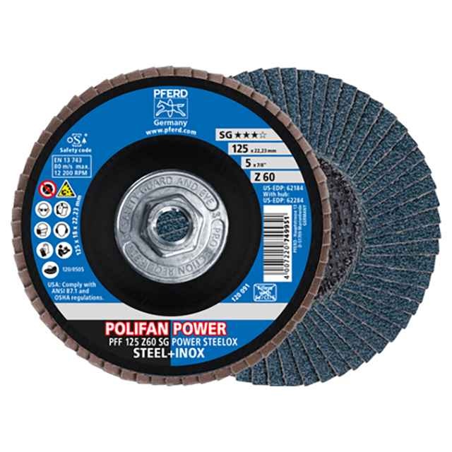Pferd 69300508 | 62284 5" Diameter x 60 Grit Zirconia Flap Disc