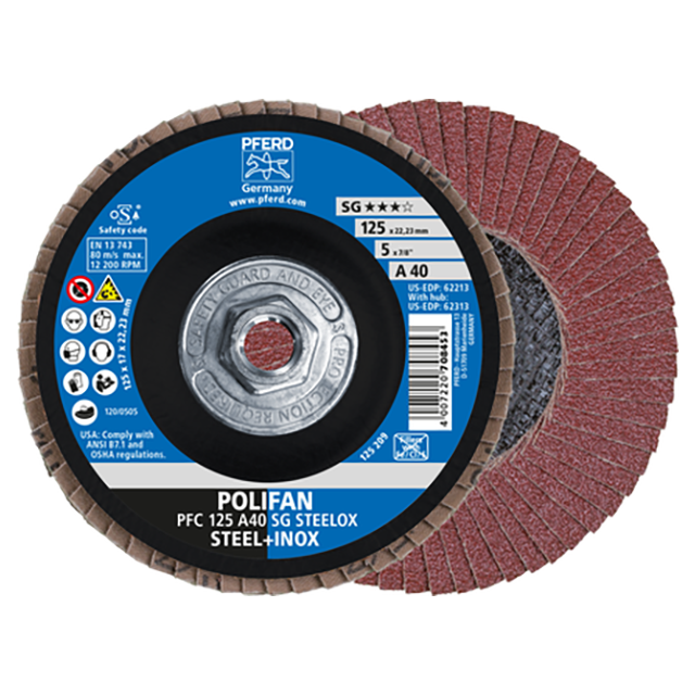 Pferd 69300522 | 62313 5" Diameter x 40 Grit Aluminum Oxide Flap Disc