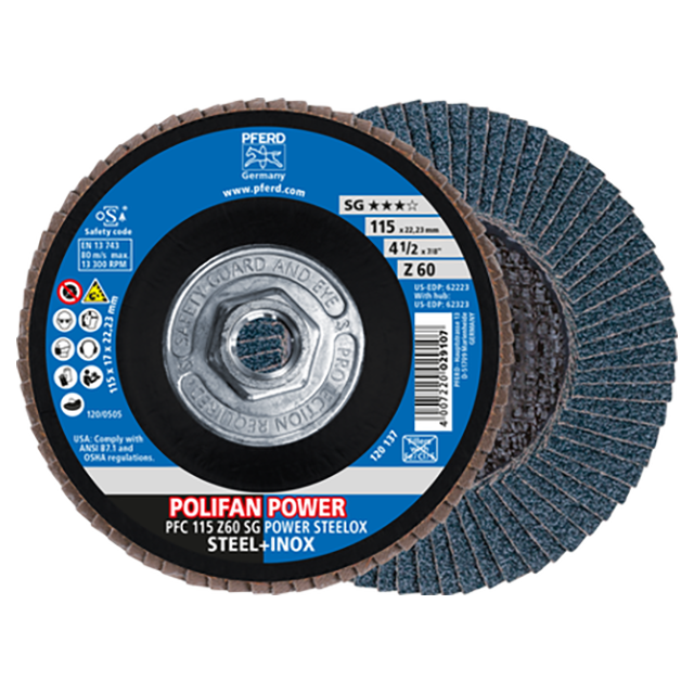 Pferd 69300532 | 62323 4" Diameter x 60 Grit Zirconia Flap Disc