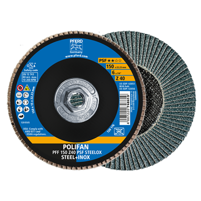 Pferd 69300648 | 63056 6" Diameter x 40 Grit Zirconia Flap Disc