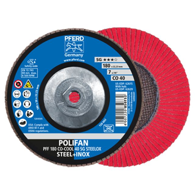 Pferd 69300654 | 62639 7" Diameter x 40 Grit Ceramic Oxide Flap Disc