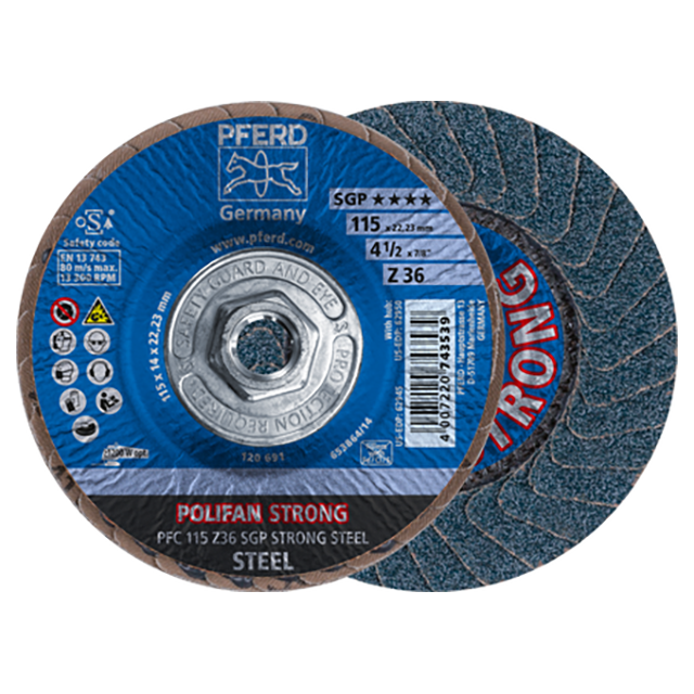 Pferd 69300680 | 62950 4-1/2" Diameter x 36 Grit Zirconia Flap Disc