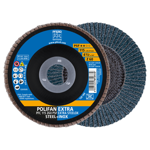 Pferd 69300718 | 60628 4-1/2" Diameter x 60 Grit Zirconia Flap Disc