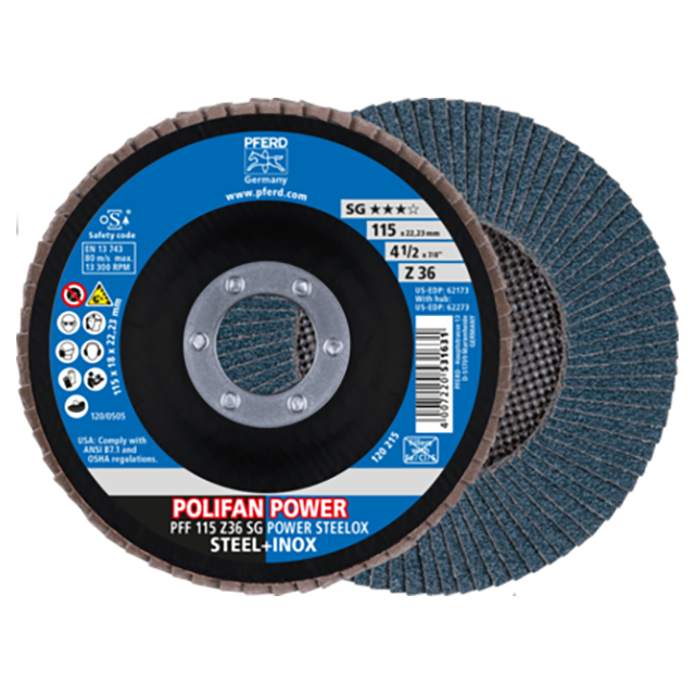 Pferd 69300823 | 62173 4-1/2" Diameter x 36 Grit Aluminum Oxide Flap Disc