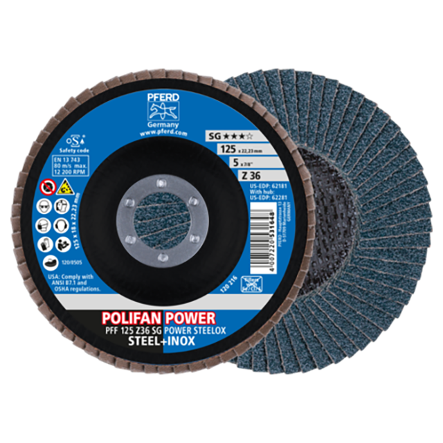 Pferd 69300824 | 62181 5" Diameter x 36 Grit Zirconia Flap Disc