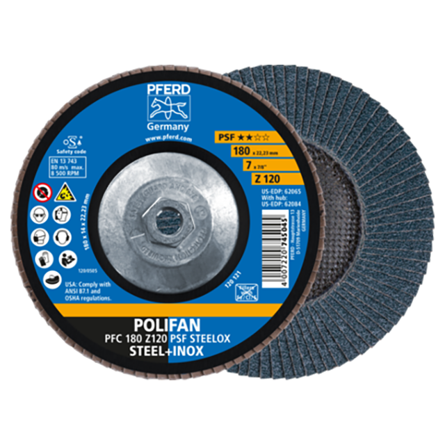 Pferd 62084 | 62084 7" Diameter x 120 Grit Zirconia Flap Disc