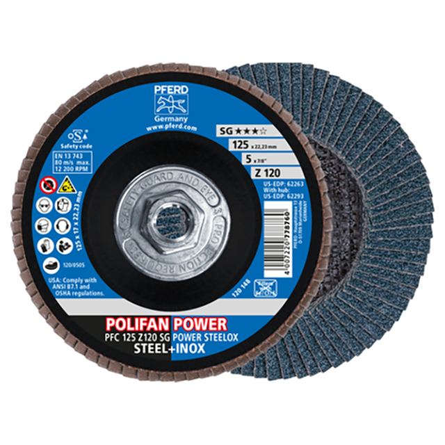 Pferd 69300879 | 62293 5" Diameter x 120 Grit Zirconia Flap Disc