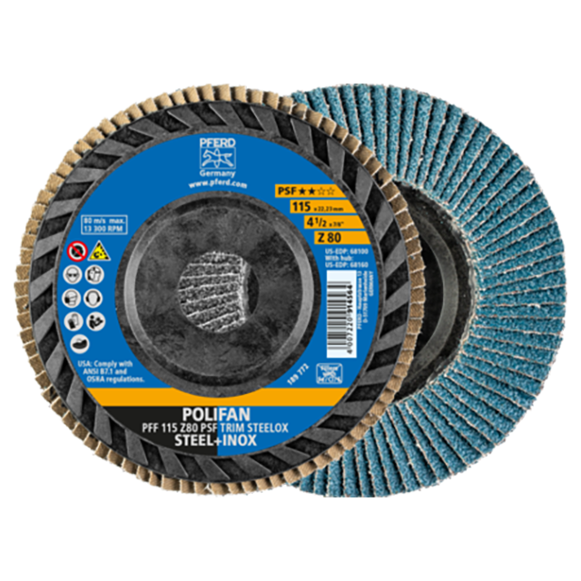 Pferd 69300902 | 68100 4-1/2" Diameter x 80 Grit Zirconia Flap Disc
