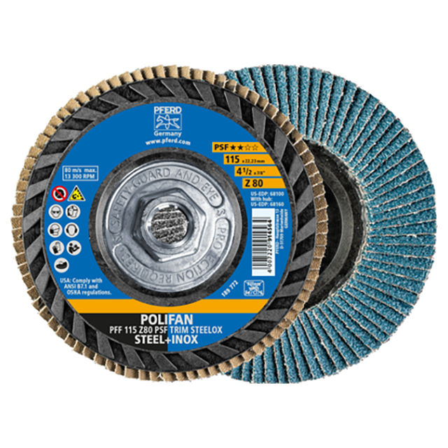 Pferd 69300911 | 68160 4-1/2" Diameter x 80 Grit Zirconia Flap Disc