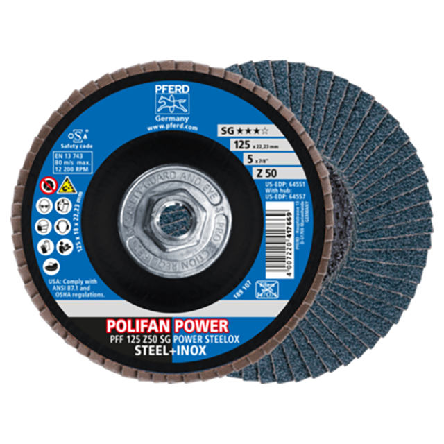 Pferd 69301042 | 64557 5" Diameter x 50 Grit Zirconia Flap Disc