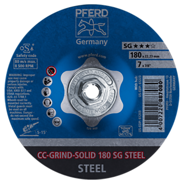 Pferd 69401587 | 61223 7" Diameter x 5/8-11" Thread Ceramic Grinding Disc
