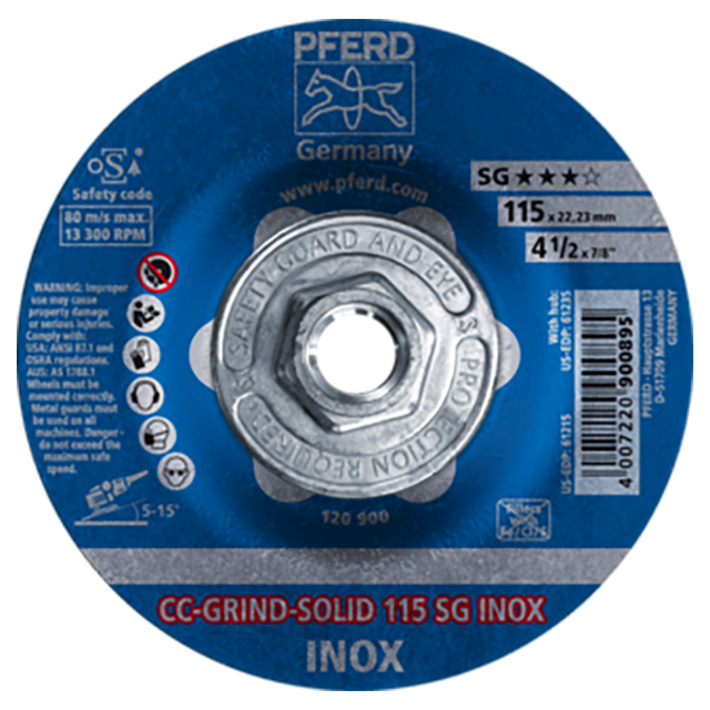 Pferd 69401588 | 61235 4-1/2" Diameter x 5/8"-11 Thread Ceramic Grinding Disc