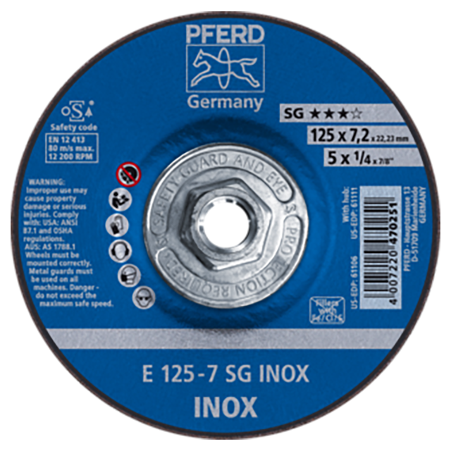 Pferd 69901189 | 61111 5" Diameter x 1/4" Width Aluminum Oxide Grinding Wheel
