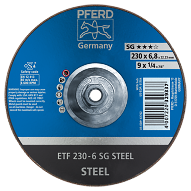 Pferd 69901249 | 61704 9" Diameter x 1/4" Width Aluminum Oxide Grinding Wheel