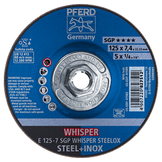 Pferd 69901517 | 61589 5" Diameter x 1/4" Width Aluminum Oxide Grinding Wheel