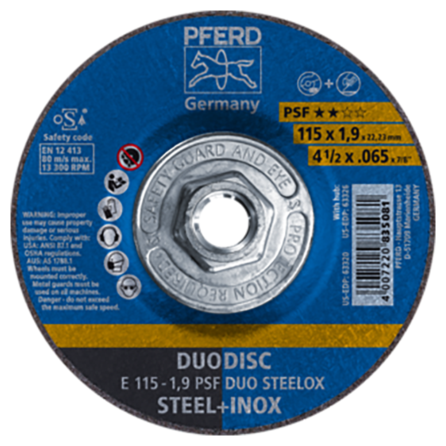 Pferd 69901524 | 63326 4-1/2" Diameter x 0.065" Width Aluminum Oxide Cutoff Wheel