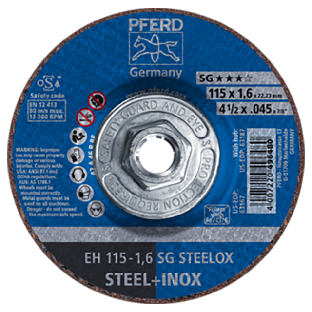 Pferd 69901577 | 63187 4-1/2" Diameter x 0.045" Width Aluminum Oxide Cutoff Wheel