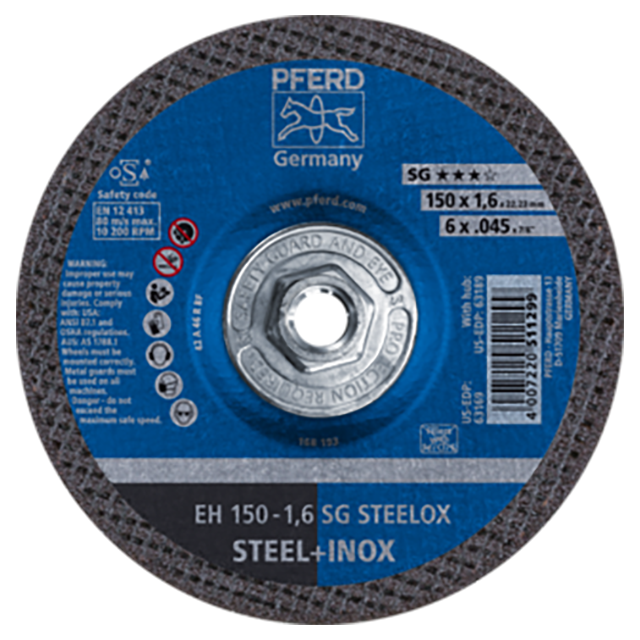 Pferd 69901579 | 63189 6" Diameter x 0.045" Width Aluminum Oxide Cutoff Wheel