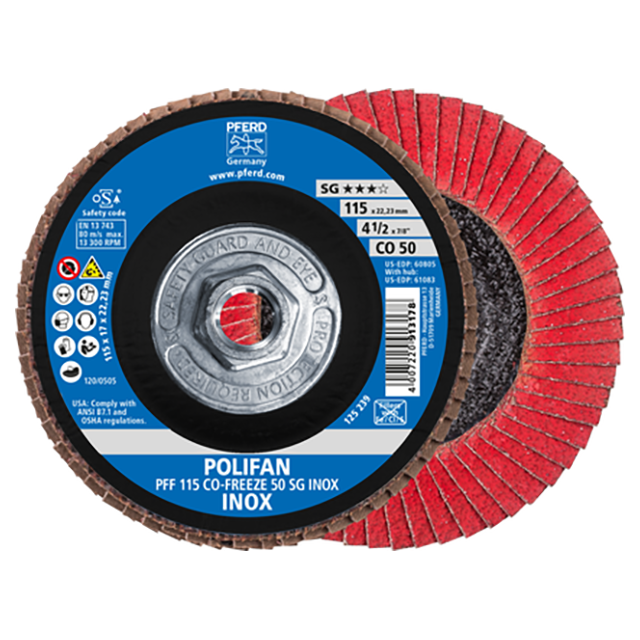 Pferd 69902558 | 61083 4-1/2" Diameter x 50 Grit Ceramic Flap Disc