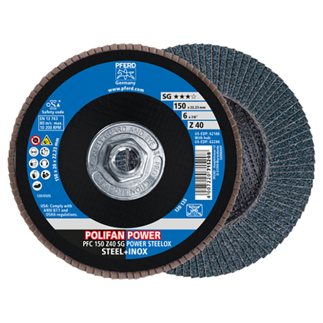 Pferd 69902580 | 62286 6" Diameter x 40 Grit Zirconia Flap Disc