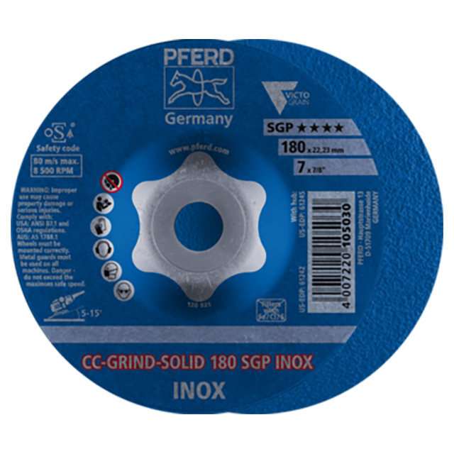 Pferd 69902592 | 61245 7" Diameter x 5/8-11" Thread Ceramic Grinding Disc