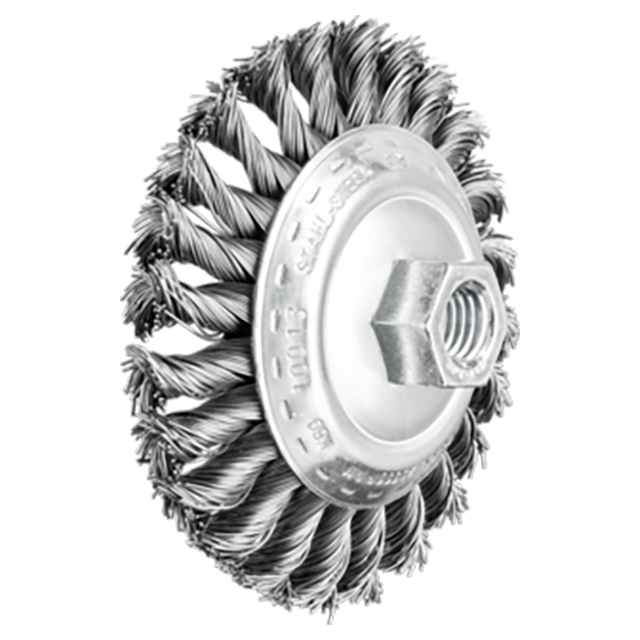 Pferd 79182202 | 82202 4" Diameter x 1/2" Width Carbon Steel Knot Wire Wheel Brush