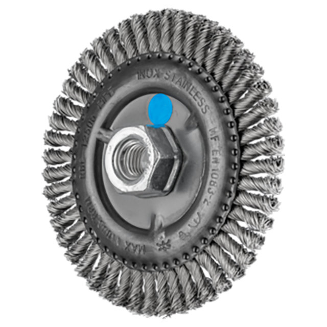 Pferd 79182608 | 82608 4-7/8" Diameter x 3/16" Width Stainless Steel Stringer Bead Wheel Brush