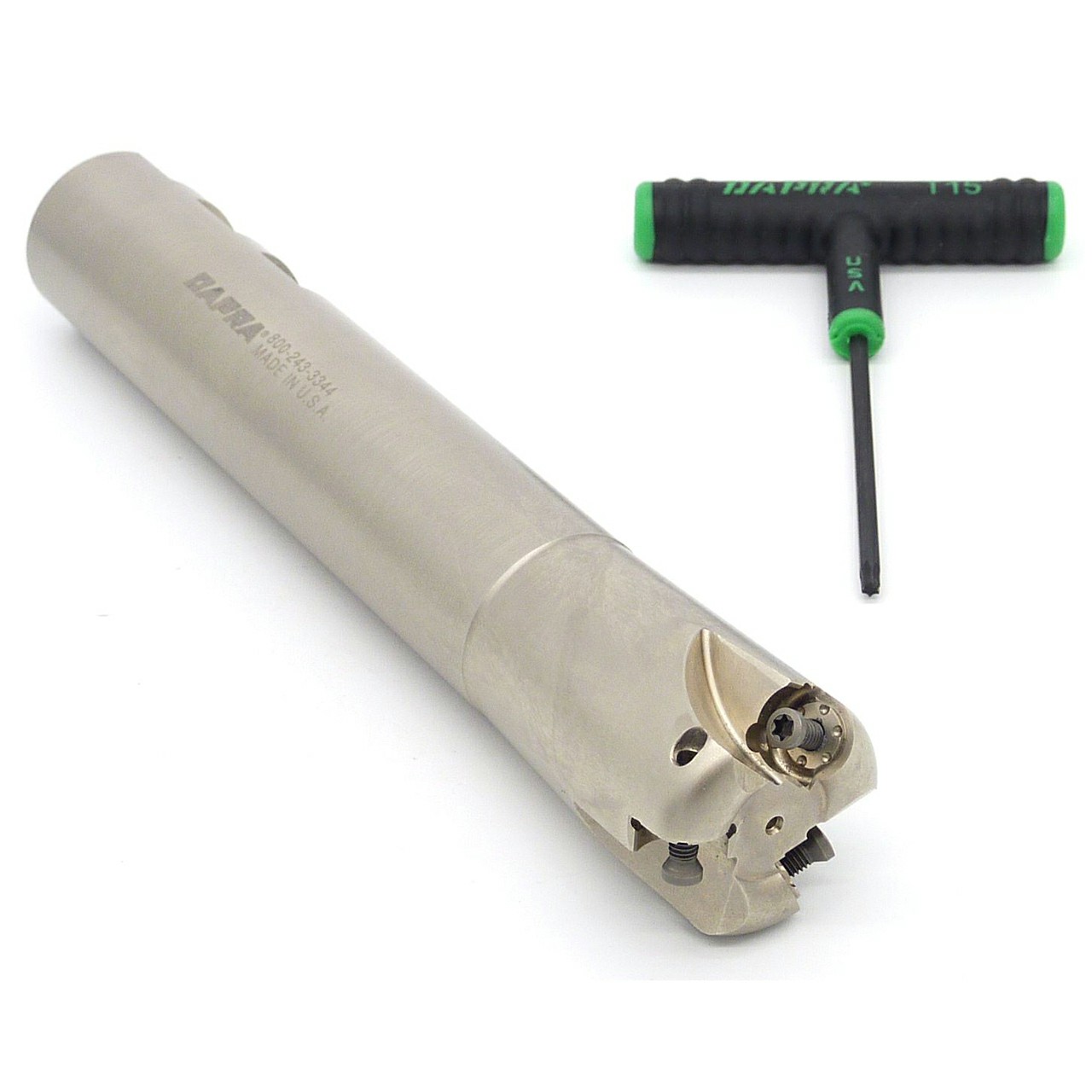 Dapra 70260 | CC-DTEM150-550-R4-3 1.500" Diameter x 12.00mm Insert Size x 7.900" OAL 3 Edge Button End Mill