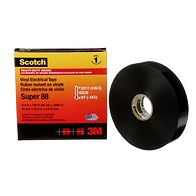 3M 7000058434 | 20.00mm OAL x 19.00mm OAW x 0.22mm Thickness Black Electrical Tape