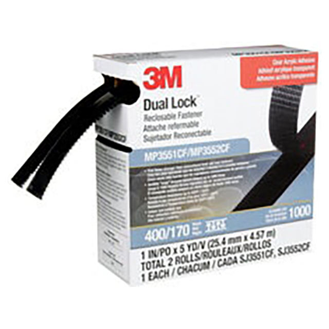 3M 7100276500 | 4.57mm OAL x 1.000" OAW Black Hook and Loop Fastener Tape