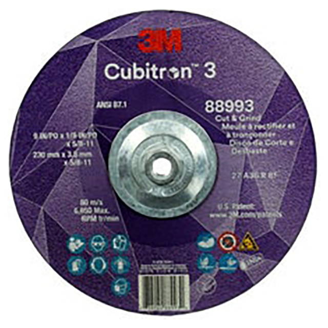 3M 7100313197 | 9 in x 1/8 in x
5/8 in-11 Size 36+ Grit Cut and Grind Wheel