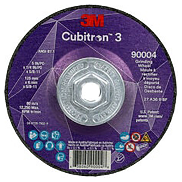 3M 7100312967 | 5" x 1/4" x 5/8"-11 Size  36+ Grit Depressed Center Grinding Wheel