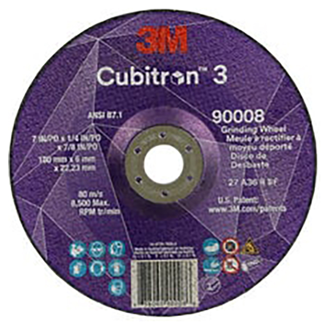 3M 7100313198 | 7" x 1/4" x 7/8" Size  36+ Grit Depressed Center Grinding Wheel