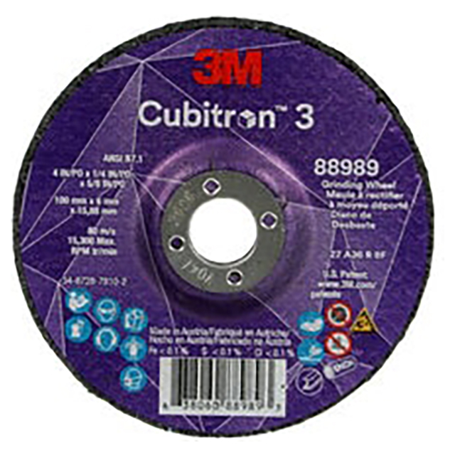 3M 7100303964 | 4.000" Overall Diameter x 0.250" Thickness x 15300.0 RPM 36+ Grit Precision Shaped Ceramic Depressed Center Grinding Wheel