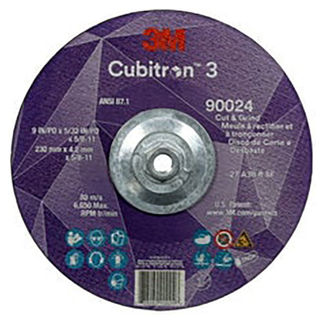 3M 7100313203 | 9 in x 5/32 in x
5/8 in-11 Size 36+ Grit Cut and Grind Wheel