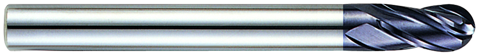 YG1 93140 | 5/8" Diameter x 5/8" Shank x 1-1/4" LOC x 5-1/2" OAL x 5/16" Radius x 30 Degree Helix Angle 4 Flute ALTiN Coated Carbide Ball Nose End Mill
